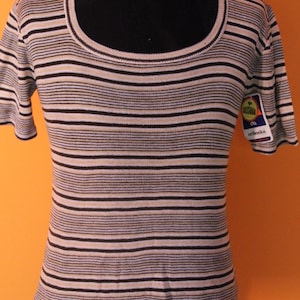 Vintage 70&#39;s T-SHIRT  deadstock NWT stripes t-shirt brow/yellow stripes