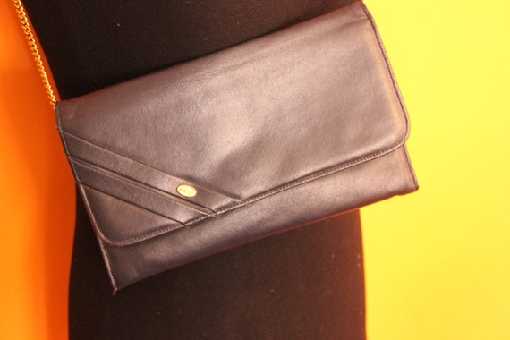 Vintage handbag late  60's deadstock dark navy ve… - image 3