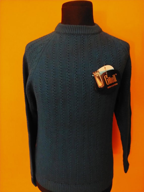 Vintage jersey deadstock faboulous colour turquoi… - image 2