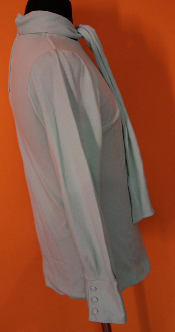 60s blouse, vintage, deadstock, light green emera… - image 2