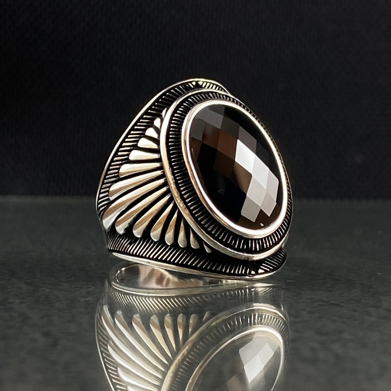 Turkish Handmade Silver Men Ring, 925 Sterling Silver Ring, Onyx ...