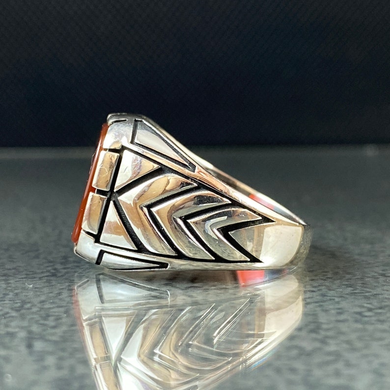 Agate Stone Silver Ring, Mens Handmade Silver Ring, 925K Sterling ...