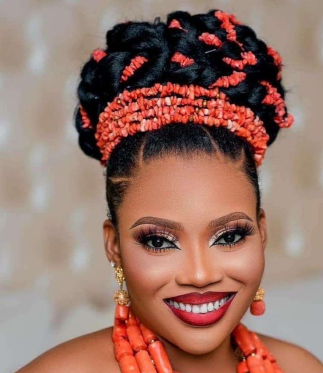 Nigerian Coral Chip Beads Cord Only Wedding Hair Beads - Etsy