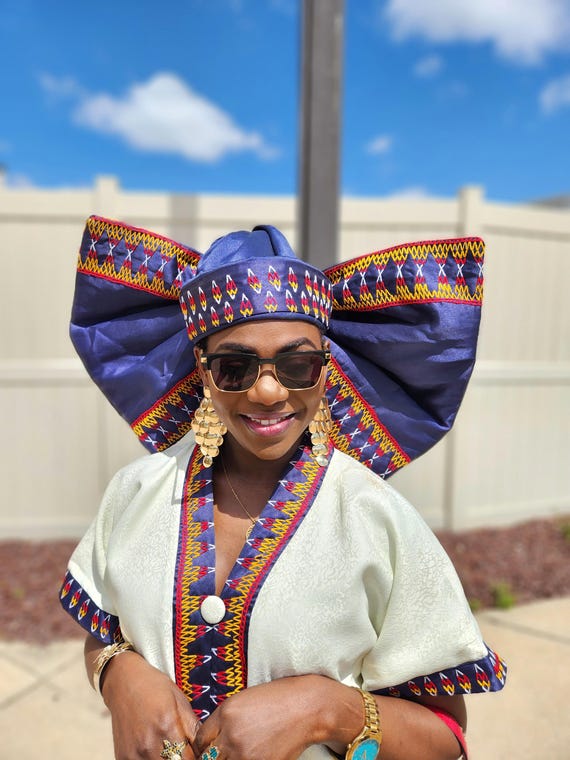 Clearly Oversized Bow, Elevation Hat, African Cap, Bamenda Toghu
