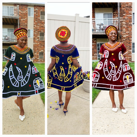 Cameroonian Traditional Midi Dress Toghu