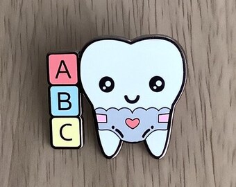 Baby tooth enamel pin, Dental enamel pin, Pediatric dental gift, Dental hygiene gift, Dental assistant gift, Gifts for dentists, enamel pins