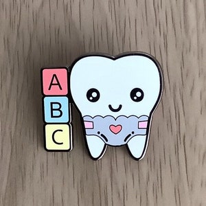 Baby tooth enamel pin, Dental enamel pin, Pediatric dental gift, Dental hygiene gift, Dental assistant gift, Gifts for dentists, enamel pins