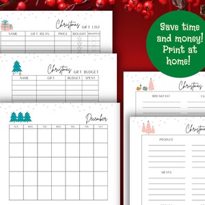 Printable Christmas Planner Bundle: Budget, Menu, Gifts (PDF Download)