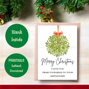 Carte de Noël imprimable avec du gui, carte de Noël pour couple, carte de Noël pour conjoint, carte femme, carte mari, carte petit ami petite amie