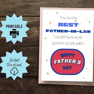 Carte de fête des pères drôle imprimable, meilleure carte imprimable de beau-père, cadeau de fête des pères pour beau-père, carte de beau-père