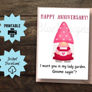 Carte d'anniversaire coquine, carte d'anniversaire gnome imprimable pour mari, carte d'anniversaire de petit ami, carte de petite amie