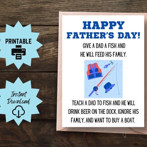 Carte de fête des pères imprimable, carte poisson drôle pour papa, carte d'anniversaire amateur de poisson, carte de fête des pères sarcastique, cadeau de pêche
