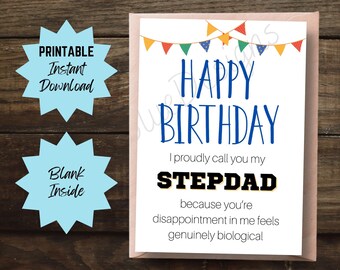 Tarjeta de cumpleaños divertida para padrastro: Papá sarcástico (patrón PDF)