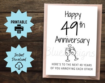 Funny 49th Anniversary Card for Couple (Instant Download)