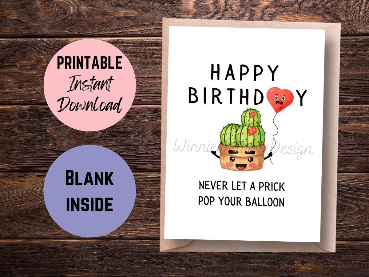 Printable Cactus Card Funny Birthday Cactus Card Don't - Etsy