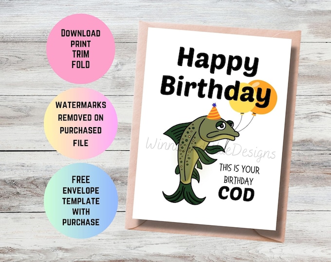 PRINTABLE Birthday Card - Have A Reel-y Great Birthday - Fishing ...