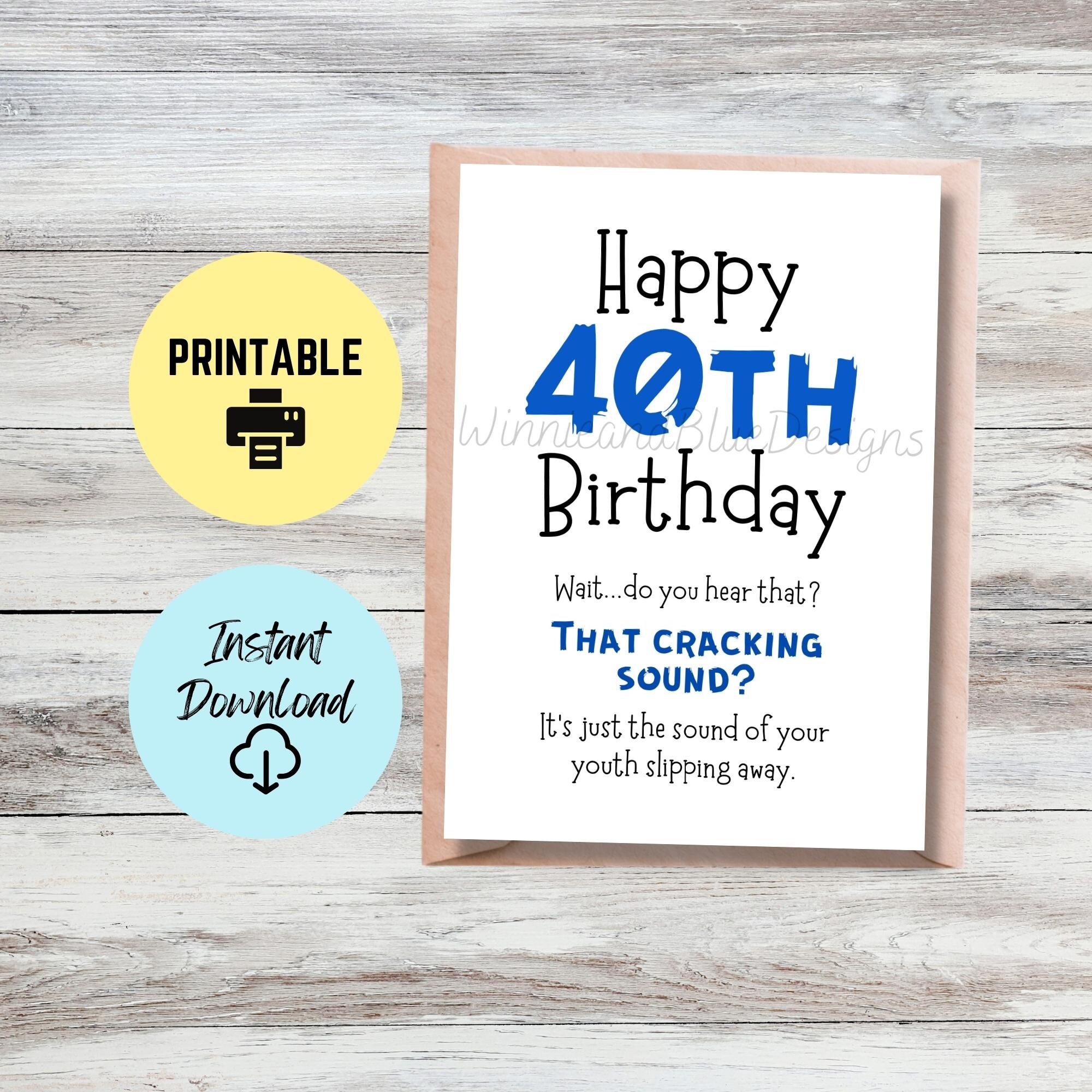 Funny 40th Birthday Card Printable, Funny Youth Slipping Away Birthday ...