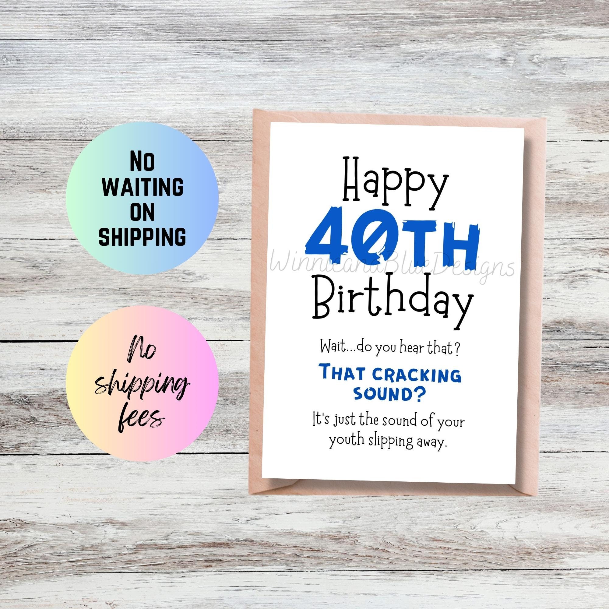 Funny 40th Birthday Card Printable, Funny Youth Slipping Away Birthday ...