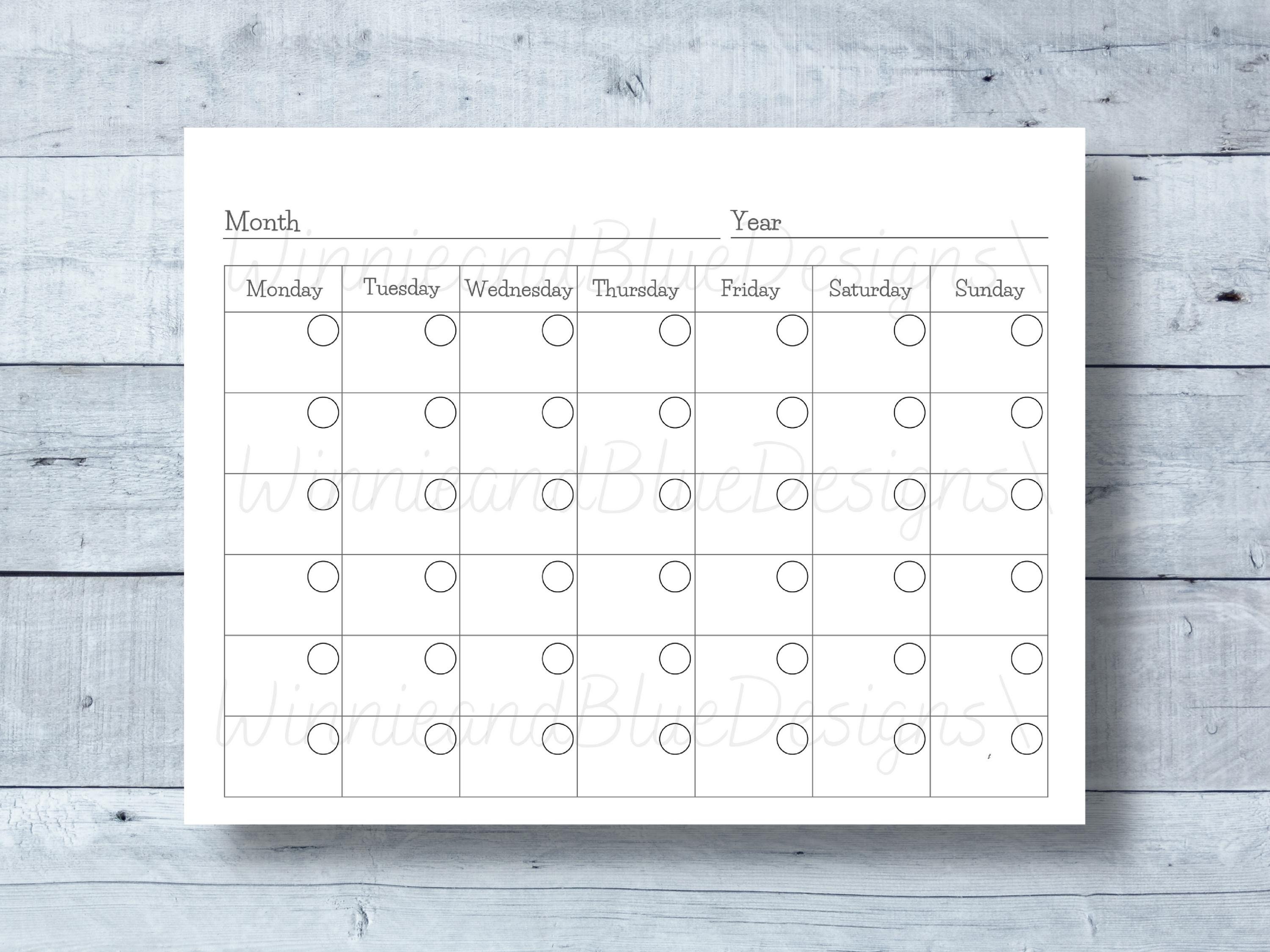 Printable Monthly Calendar, Blank Minimalist Monthly Printable Calendar ...