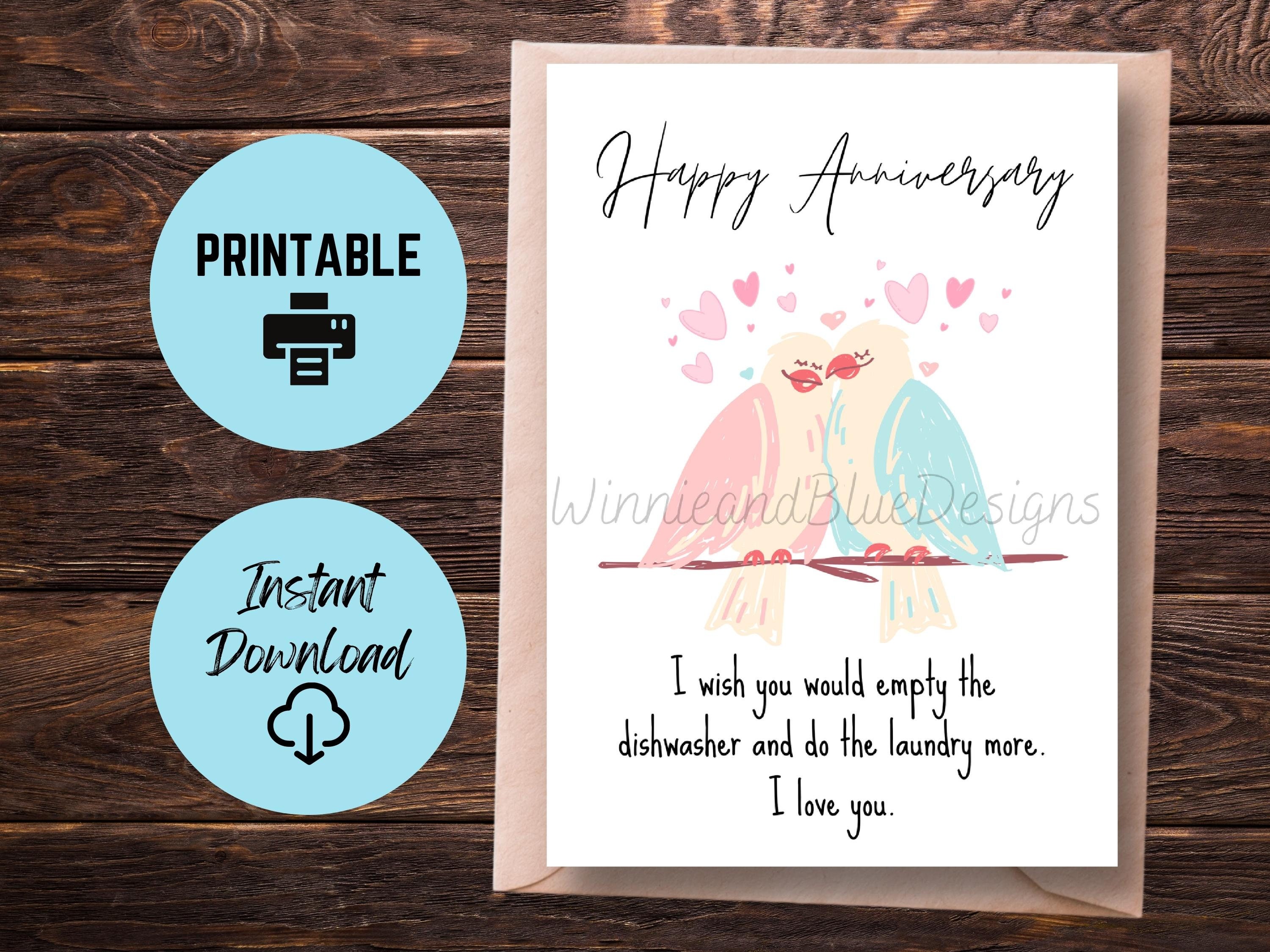 Love Birds Anniversary Card Printable, Happy Anniversary Card, Funny ...