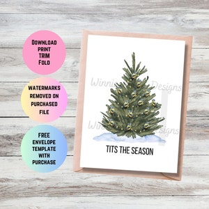 Wydrukuj świąteczną kartkę dla obserwatorów ptaków - rozsiewaj świąteczną radość z „Tits the Season” - Miłośnik ptaków - Prezent świąteczny dla obserwatora ptaków