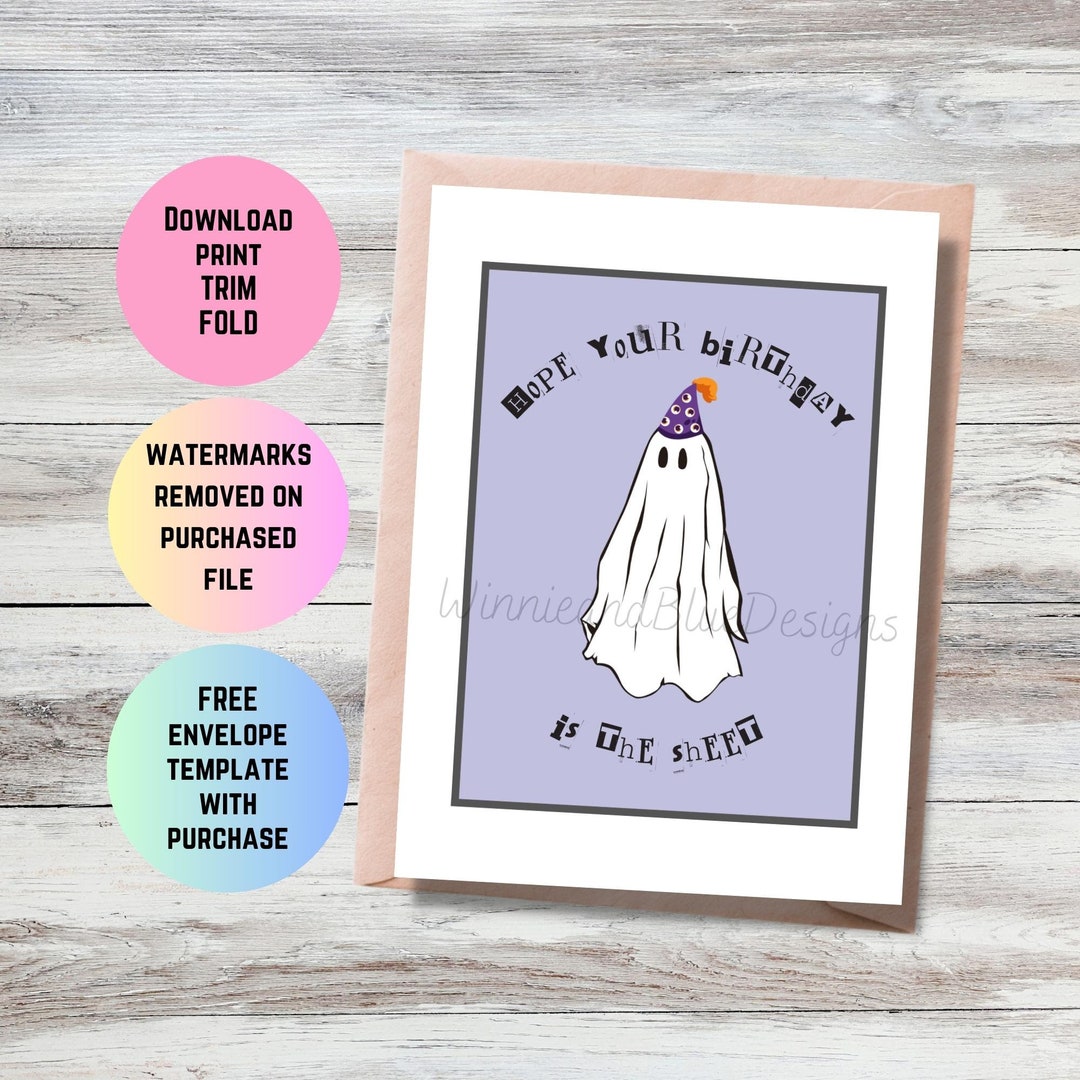 Funny Halloween Birthday Card Printable, Funny Ghost Birthday Card ...