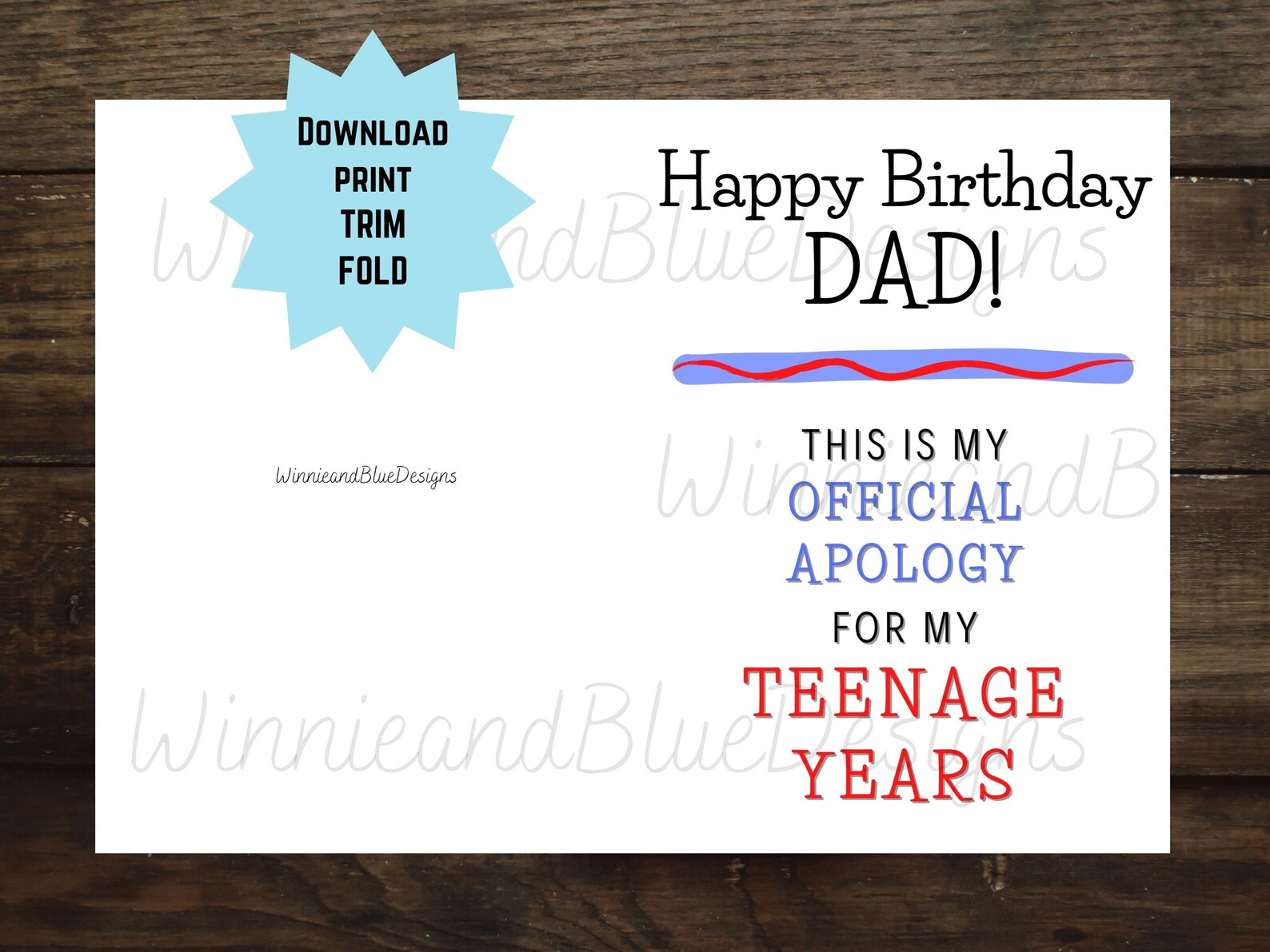 Printable Dad Birthday Card Funny Birthday Card for Dad - Etsy