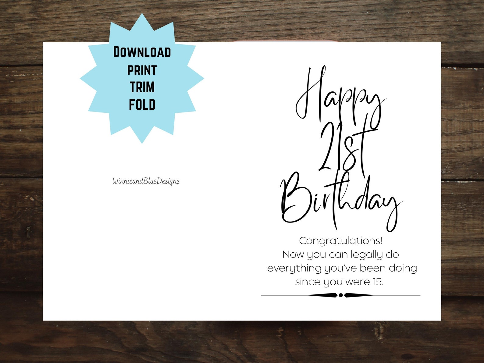 Funny 21st Birthday Card Printable Birthday Card Milestone | Etsy