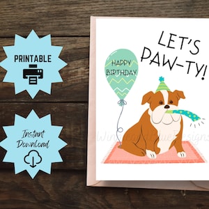 Printable Dog Birthday card, Funny Dog Pun Birthday Card, Cute Happy birthday Dog Card, Digital Birthday Card, Instant Download