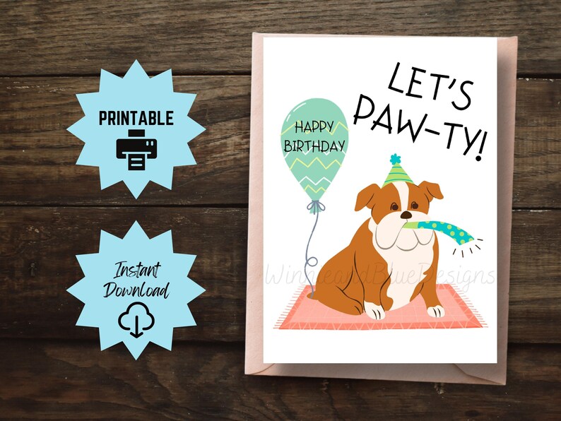 Printable Dog Birthday Card Funny Dog Pun Birthday Card Cute Etsy Canada