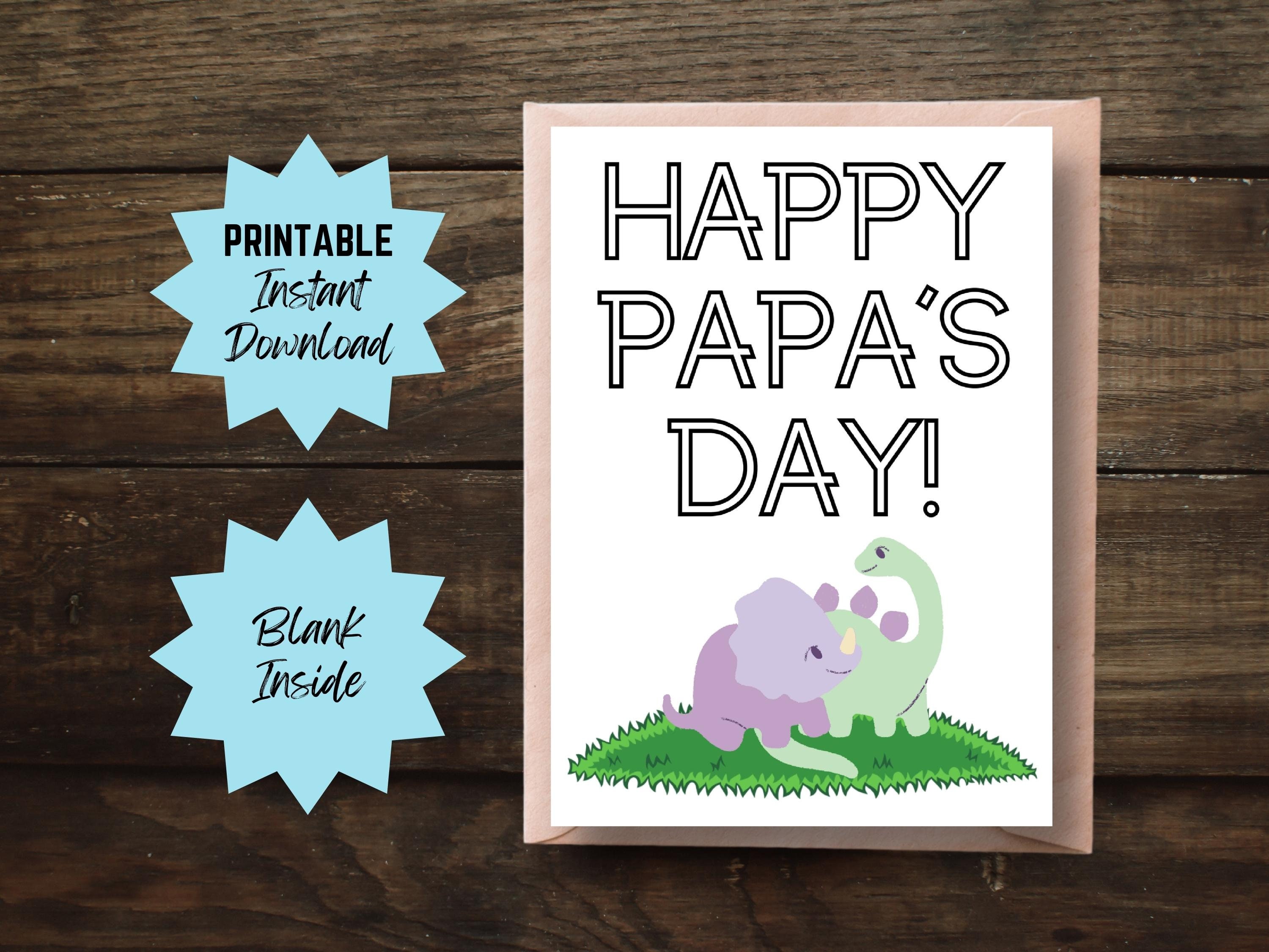Printable Birthday Card Papa Dinosaur Fathers Day Card Papa - Etsy