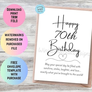 70.Geburtstagskarte für Oma oder Opa, Geburtstagskarte zum 70. Geburtstag, Geburtstagsgeschenk, Sonnenschein, Lachen und Liebe
