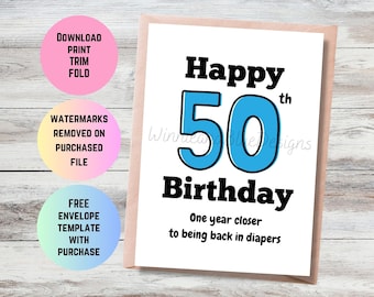 Funny 50th Birthday Card: Milestone Printable (PDF)