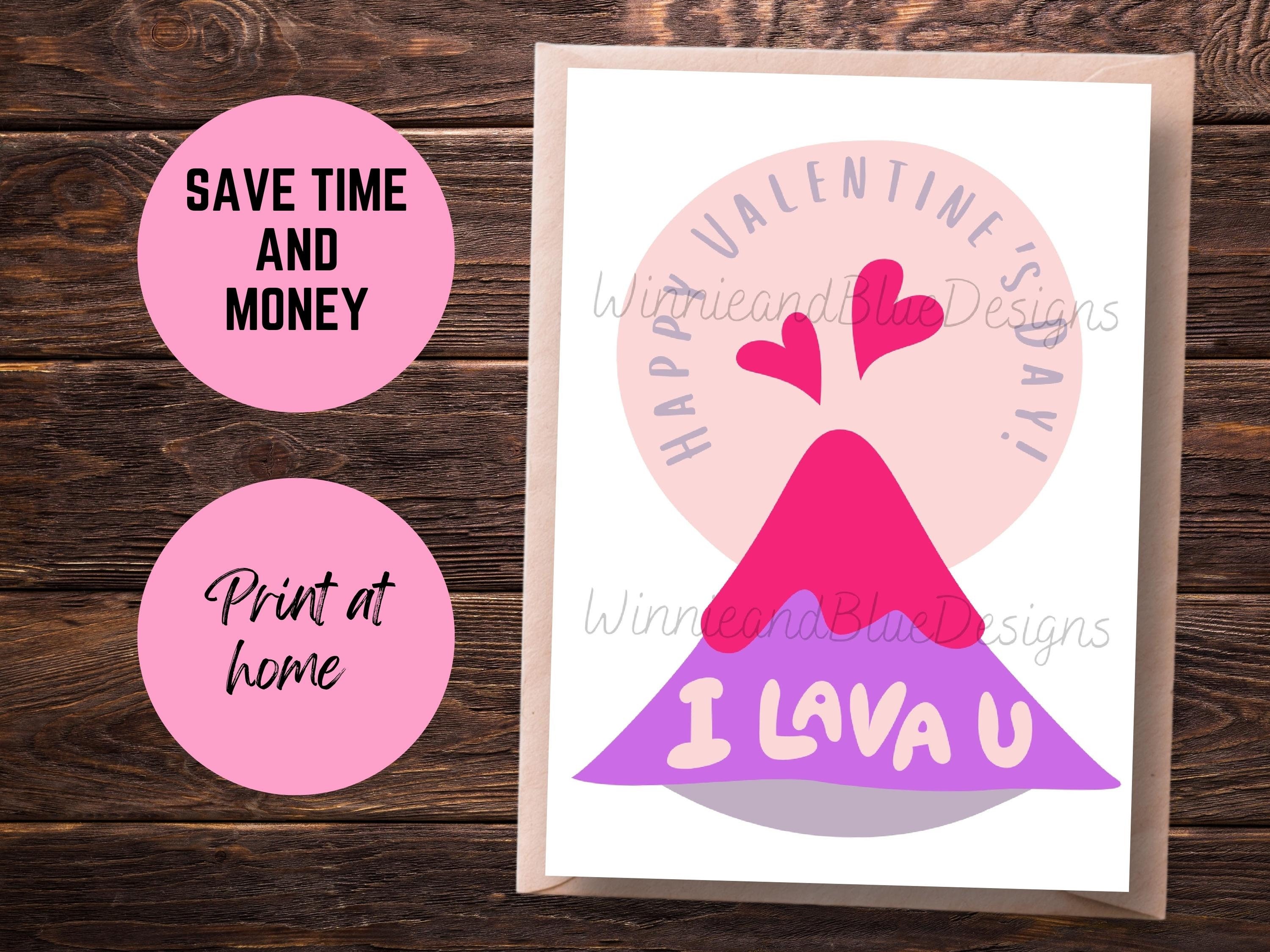 Printable Funny Volcano Valentines Day Card, I Lava You Valentines Day ...