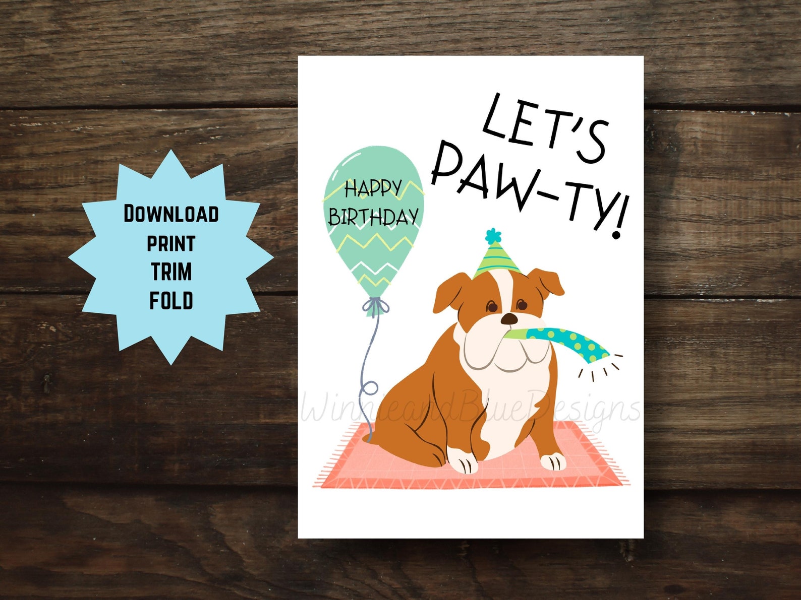Printable Dog Birthday Card, Funny Dog Pun Birthday Card, Cute Happy ...