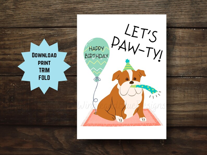 Printable Dog Birthday Card Funny Dog Pun Birthday Card Cute Etsy Canada