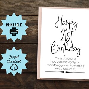 Funny 21st Birthday Card Printable Birthday Card Milestone | Etsy