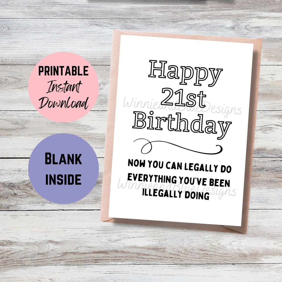 Funny 21st Birthday Card, Printable Birthday Card, Milestone Birthday ...