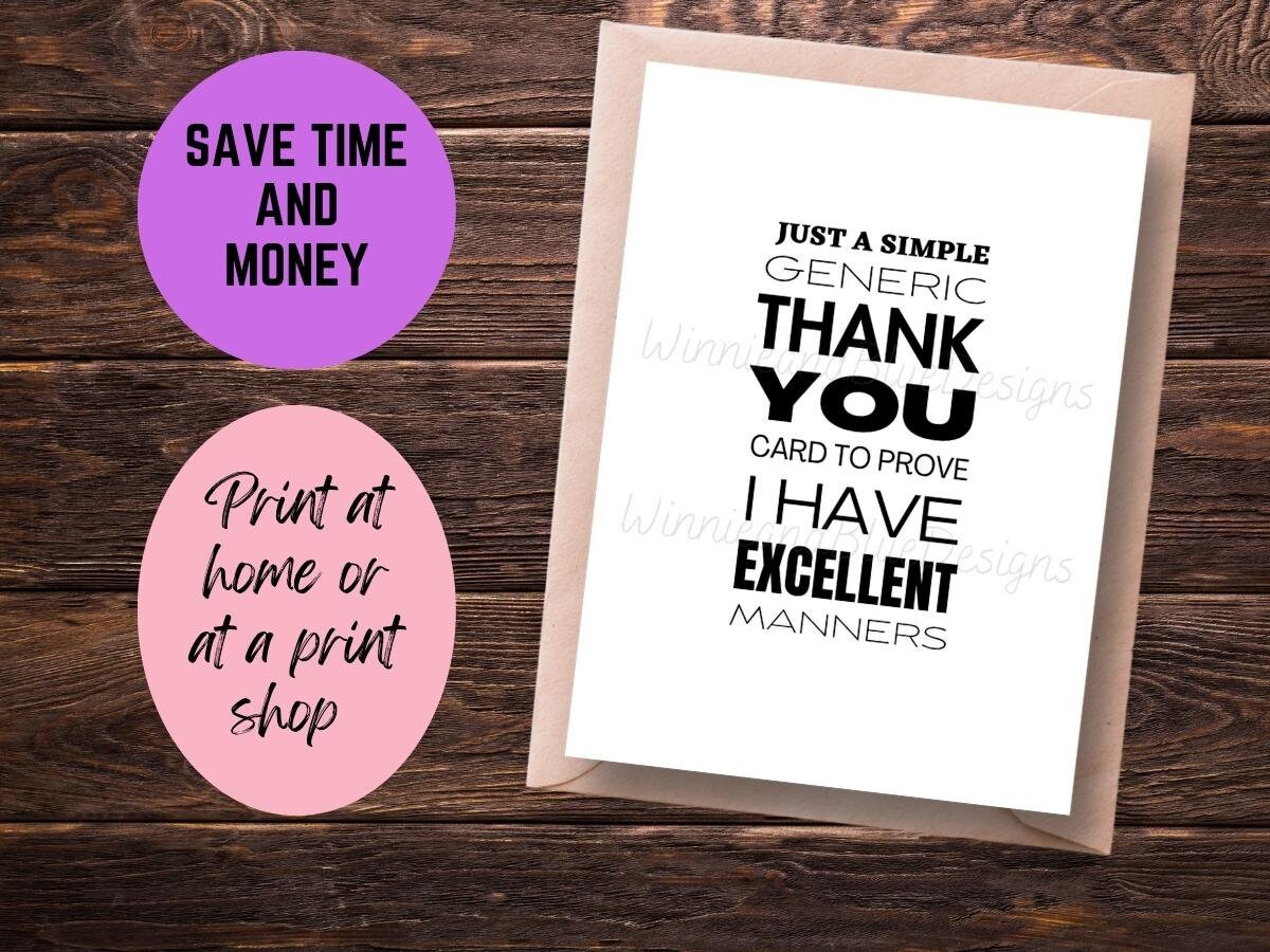 Funny Thank You Card, Printable Generic Thank You Card, Funny Thank You ...