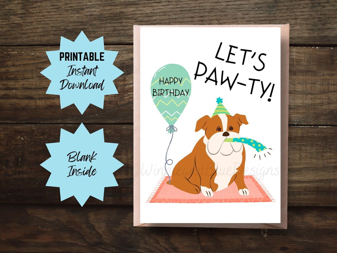 Printable Dog Birthday Card Funny Dog Pun Birthday Card Cute - Etsy