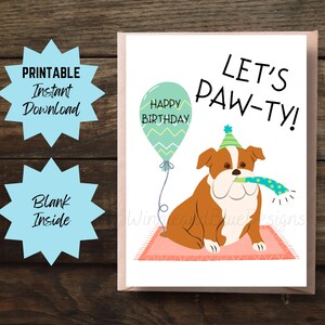 Printable Dog Birthday Card, Funny Dog Pun Birthday Card, Cute Happy ...