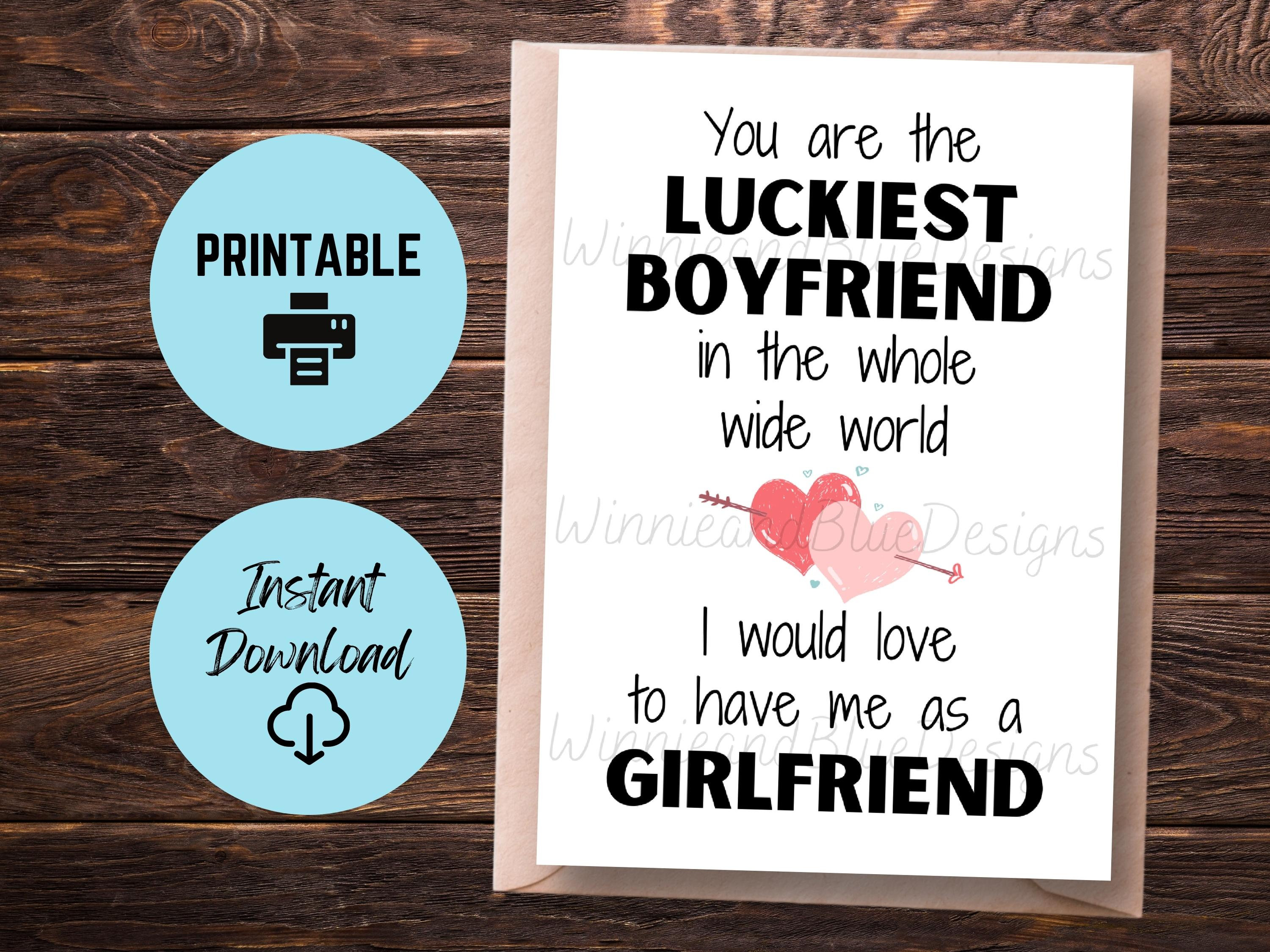 Funny Boyfriend Birthday Card Printable Luckiest Boyfriend - Etsy