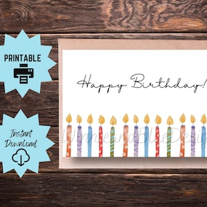 Druckbare Geburtstagskarte, alles Gute zum Geburtstag Karte, Geburtstagskerze Karte, digitale Geburtstagskarte, einfache Geburtstagskarte, Geschenk in letzter Minute