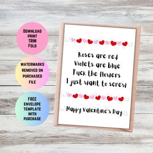 Printable Valentine&#39;s Day Card For Boyfriend - Valentine Card For Husband - Dirty Valentines Day Gift - Card for Wife or Girlfriend
