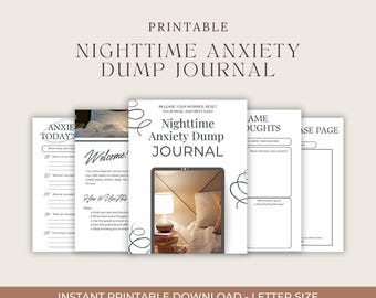 Nighttime Anxiety Dump Journal | Digital Mental Health & Stress Relief | Printable Guided Evening Journal