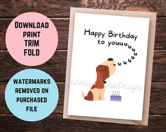 Printable Dog Birthday Card, Funny Dog Pun Birthday Card Funny, Digital Birthday Card from Dog, Happy Birthday Dog Card