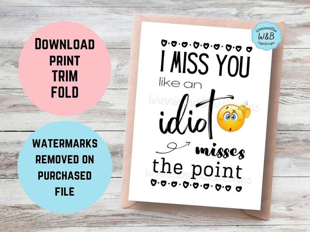 Printable Miss You Card - Funny Long Distance Relationship Card - I ...