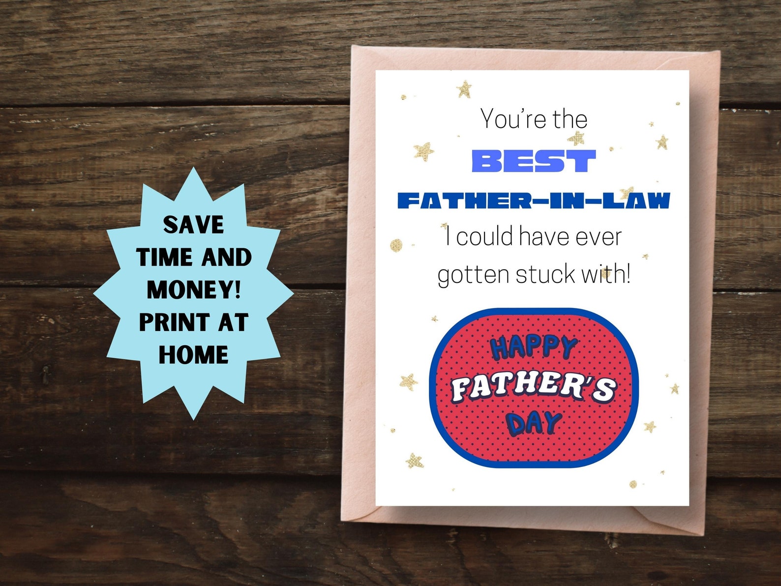 Printable Funny Father in Law Father's Day Card, Best Father in Law