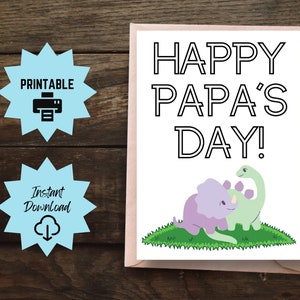 Printable Birthday Card Papa, Dinosaur Fathers Day Card, Papa Fathers Day Gift, Birthday Card for Papa, Card from Grandchild