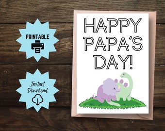 Dinosaur Papa Card: Printable Father's Day/Birthday Gift (PDF)